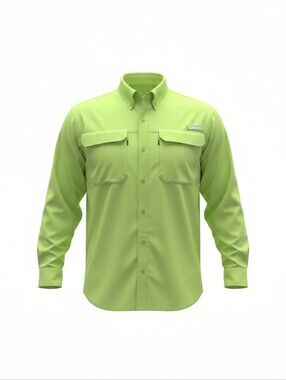 Mojo Preformace Fishing Light Green Button-Up Shirt, Lightweighr, SPF, Outdoor
